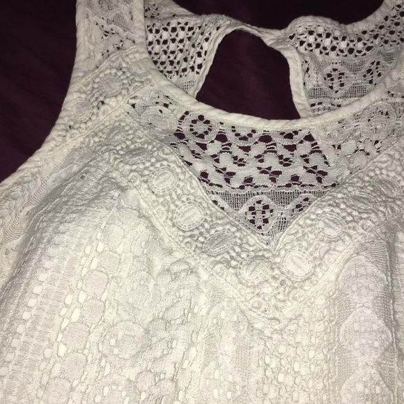 White Lace Hippie Style Mini Dress - Picture 2 of 2